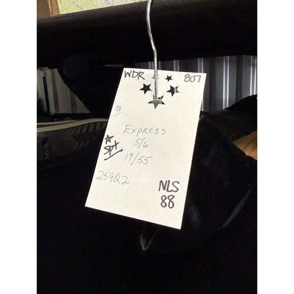 Vintage 90s Express Maxi Dress Women's 5/6 Black Velvet Long Sleeve Whimsygoth - Picture 7 of 8